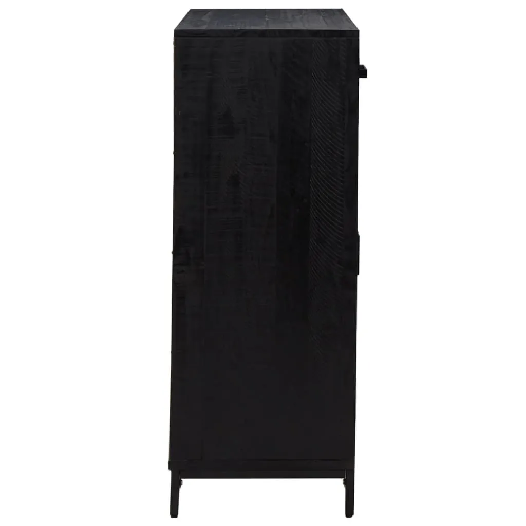 Shoe Rack Black 75x40x110 cm Solid Pinewood