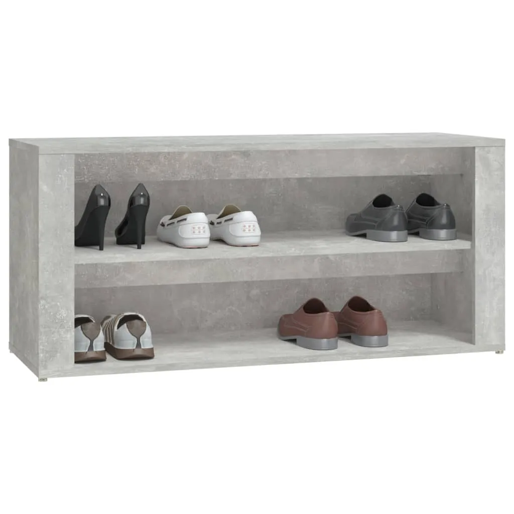 Shoe Rack Concrete Grey 100x35x45 cm Engineered Wood