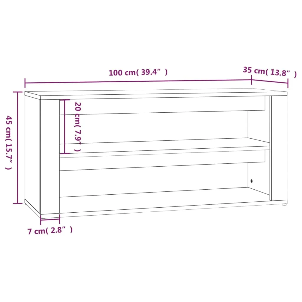 Shoe Rack Concrete Grey 100x35x45 cm Engineered Wood