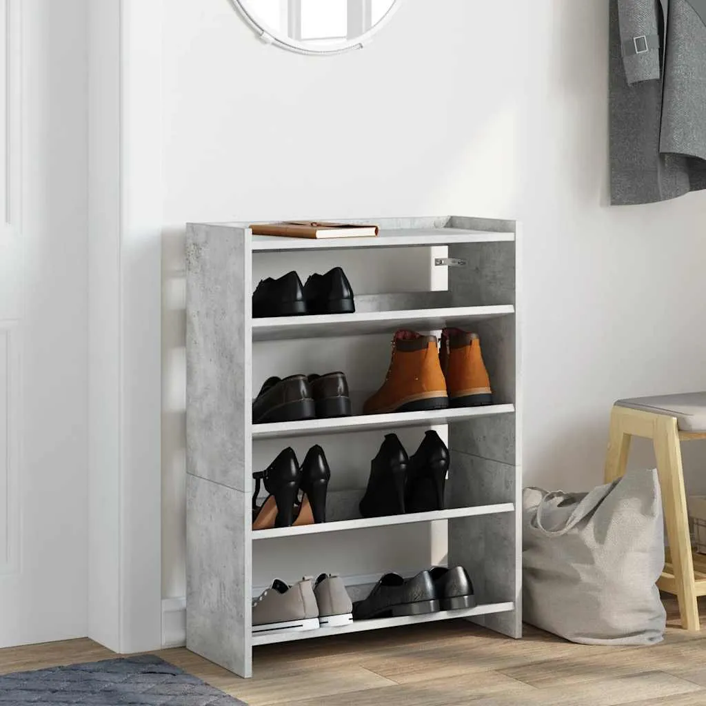 Shoe Rack Concrete Grey 60x25x62 cm Engineered Wood