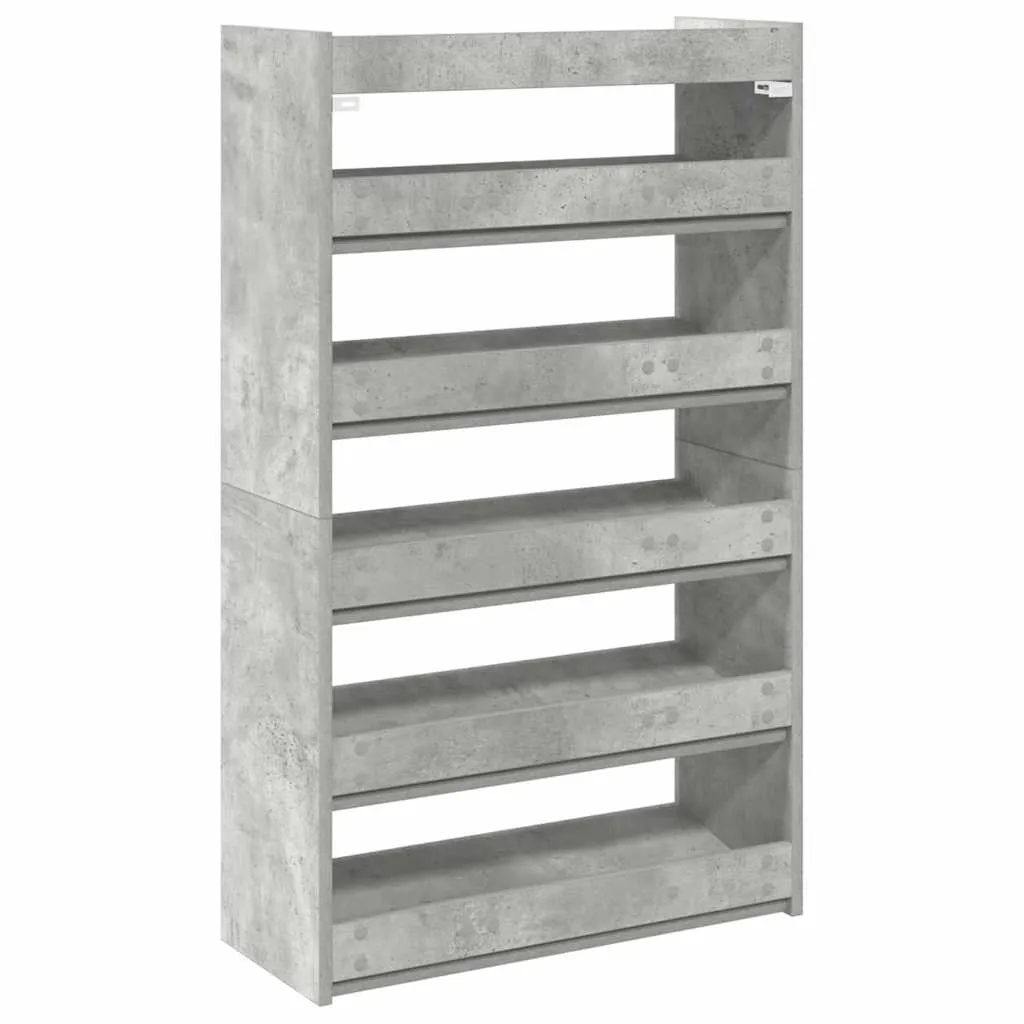 Shoe Rack Concrete Oak 60x25x100 cm Engineered Wood