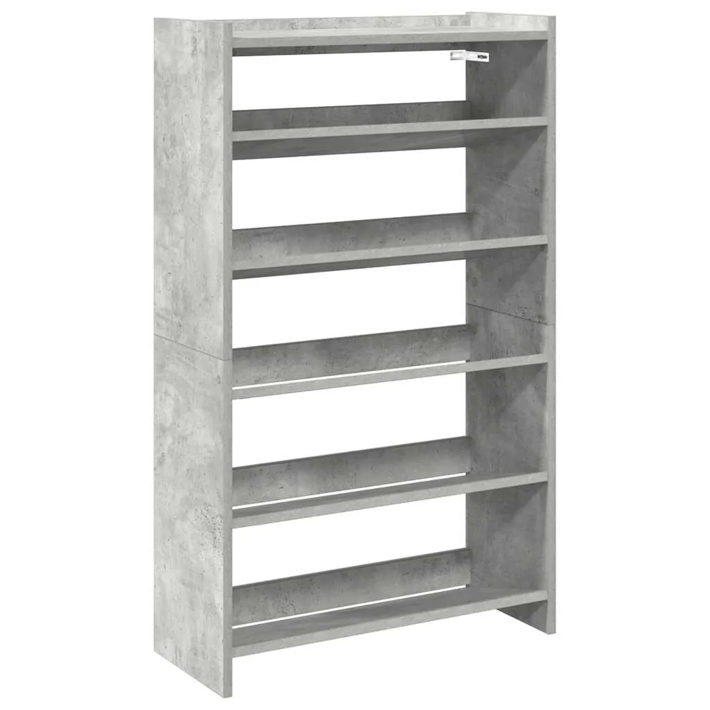 Shoe Rack Concrete Oak 60x25x100 cm Engineered Wood