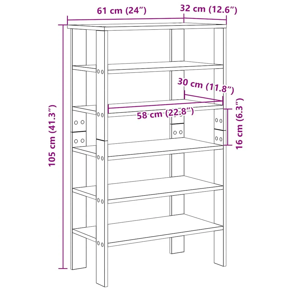 Shoe Rack Grey Sonoma 61x32x105 cm Engineered Wood