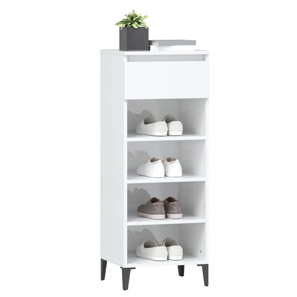 Shoe Rack High Gloss White 40x36x105 cm Engineered Wood