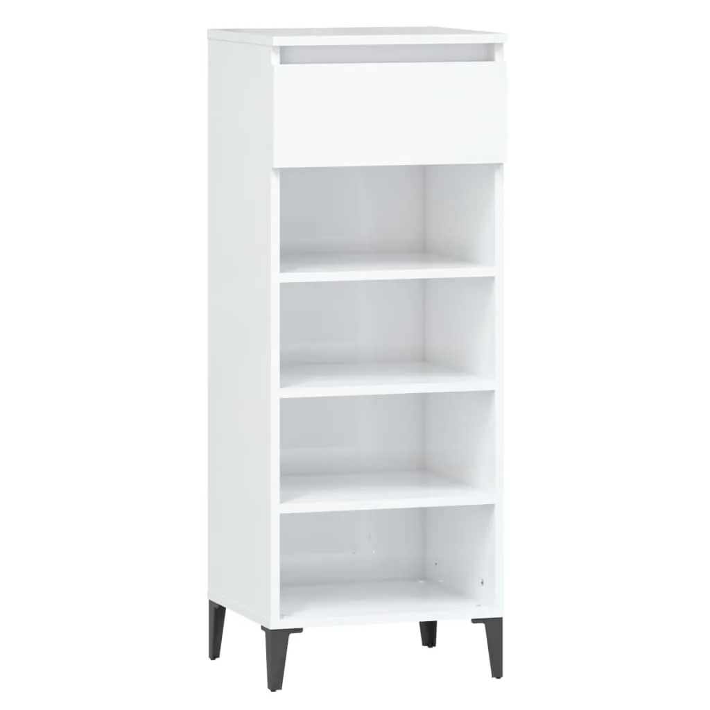 Shoe Rack High Gloss White 40x36x105 cm Engineered Wood