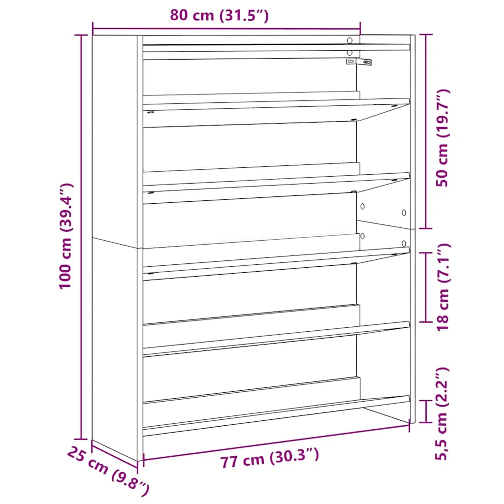 Shoe Rack Old Wood 80x25x100 cm Engineered Wood