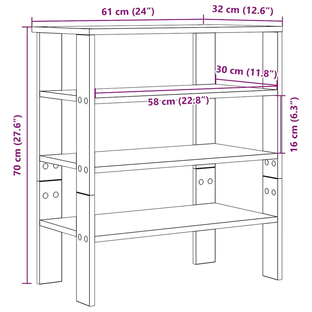 Shoe Rack Smoked Oak 61x32x70 cm Engineered Wood