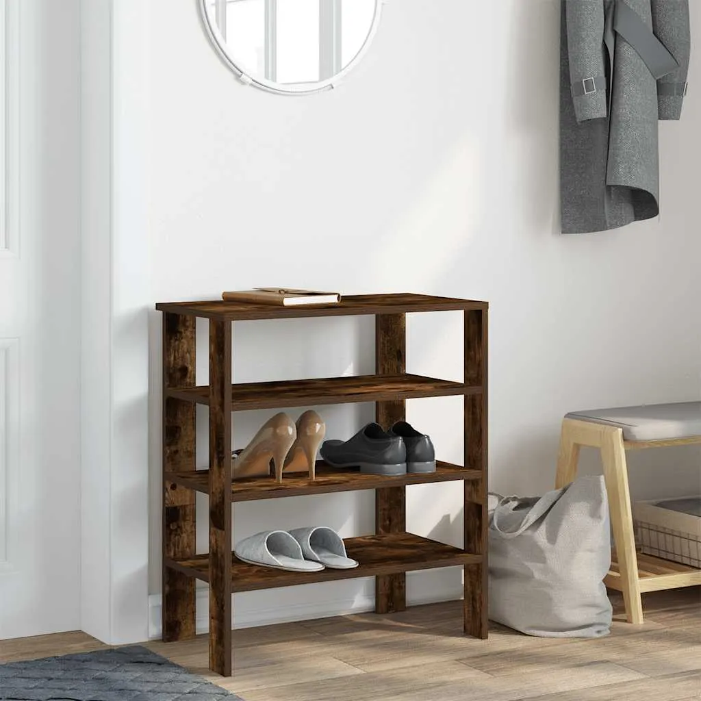 Shoe Rack Smoked Oak 61x32x70 cm Engineered Wood