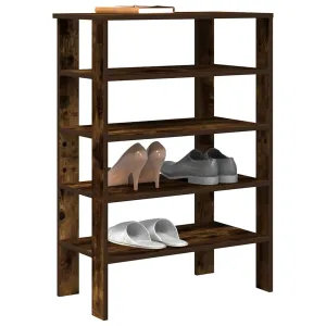 Shoe Rack Smoked Oak 61x32x87.5 cm Engineered Wood