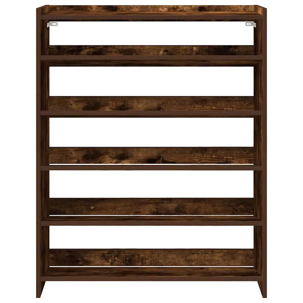 Shoe Rack Smoked Oak 80x25x100 cm Engineered Wood