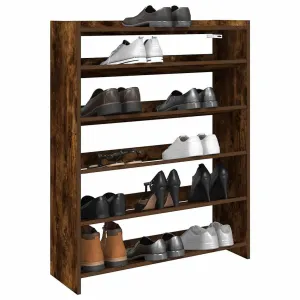 Shoe Rack Smoked Oak 80x25x100 cm Engineered Wood