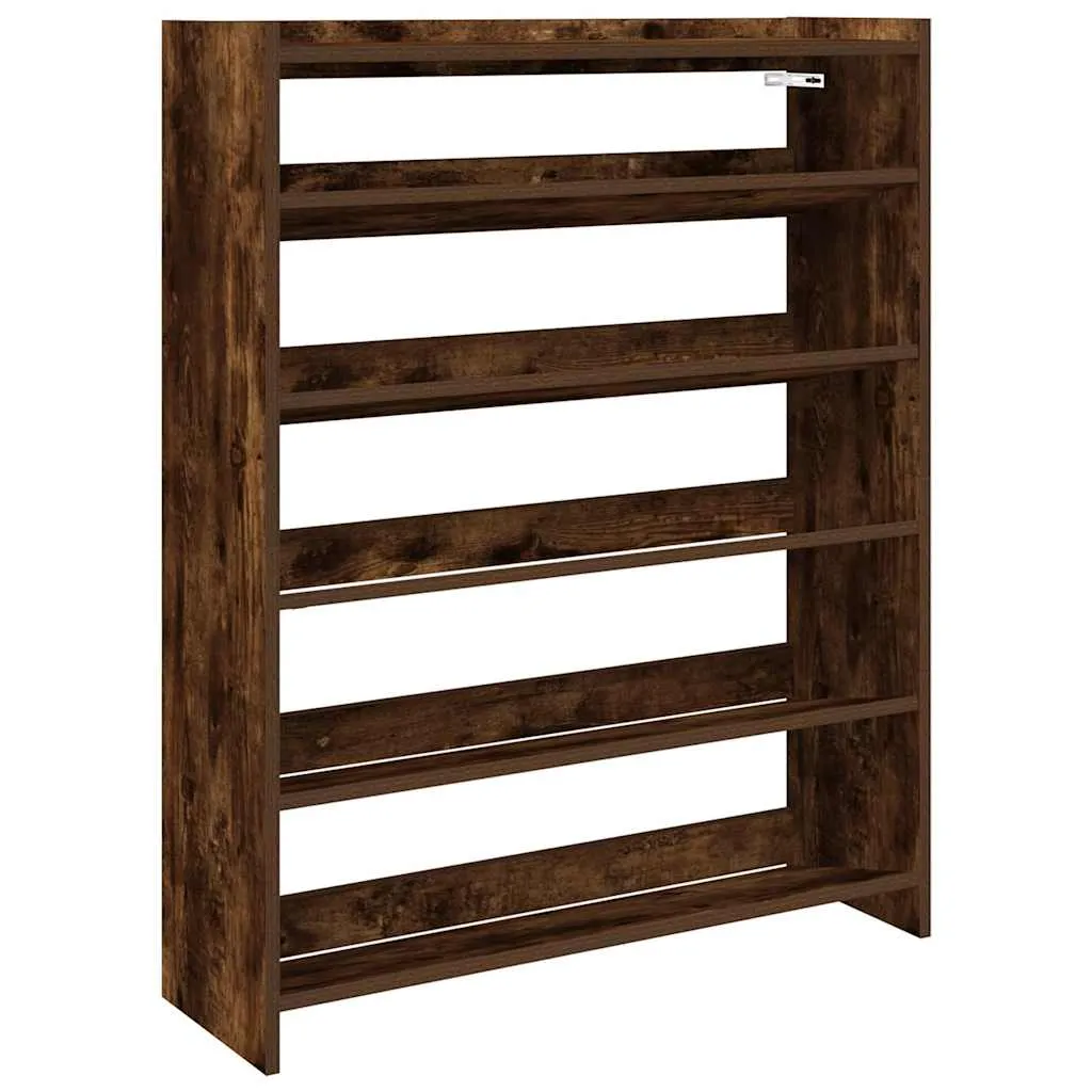 Shoe Rack Smoked Oak 80x25x100 cm Engineered Wood