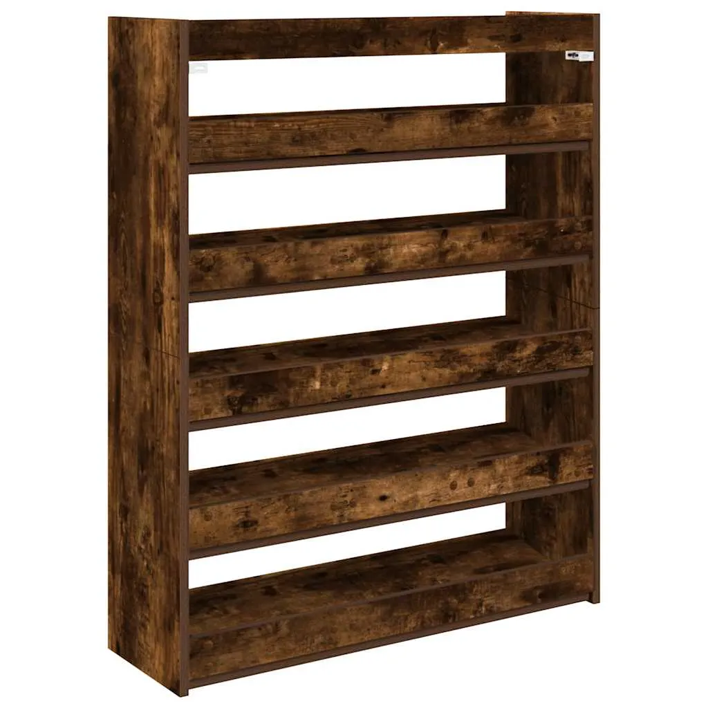 Shoe Rack Smoked Oak 80x25x100 cm Engineered Wood