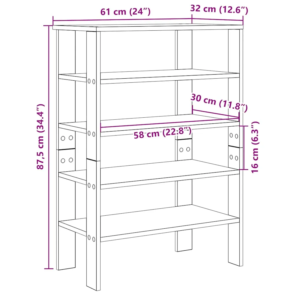 Shoe Rack Sonoma Oak 61x32x87.5 cm Engineered Wood