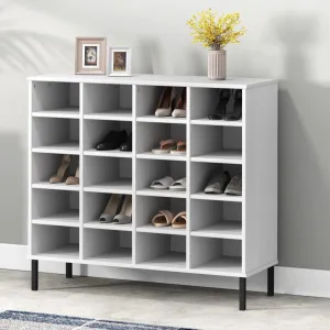 Shoe Rack with Metal Legs White 95x35x87 cm Solid Wood OSLO