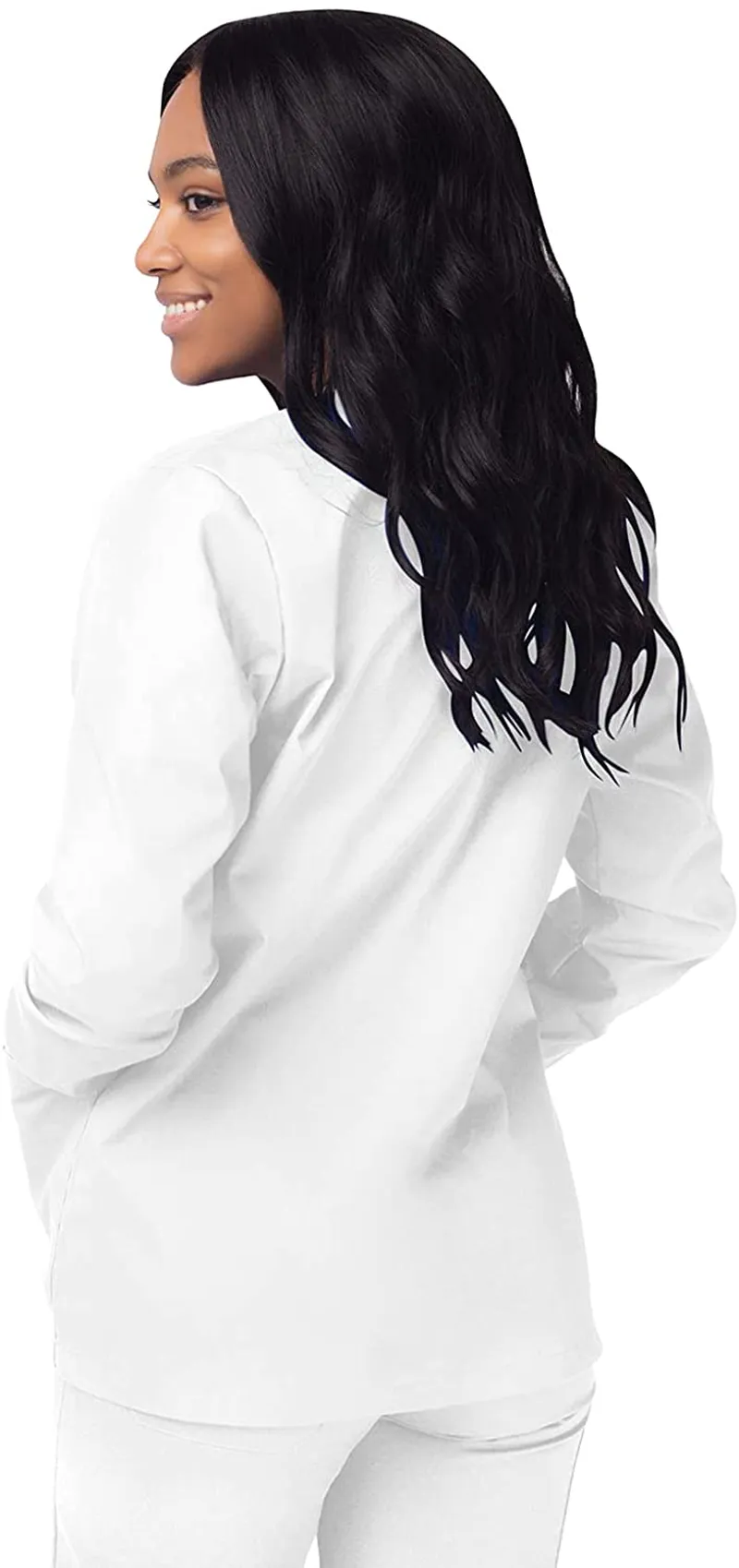 Sivvan Women's Scrubs Warm-Up Jacket/Front Snaps - Round Neck