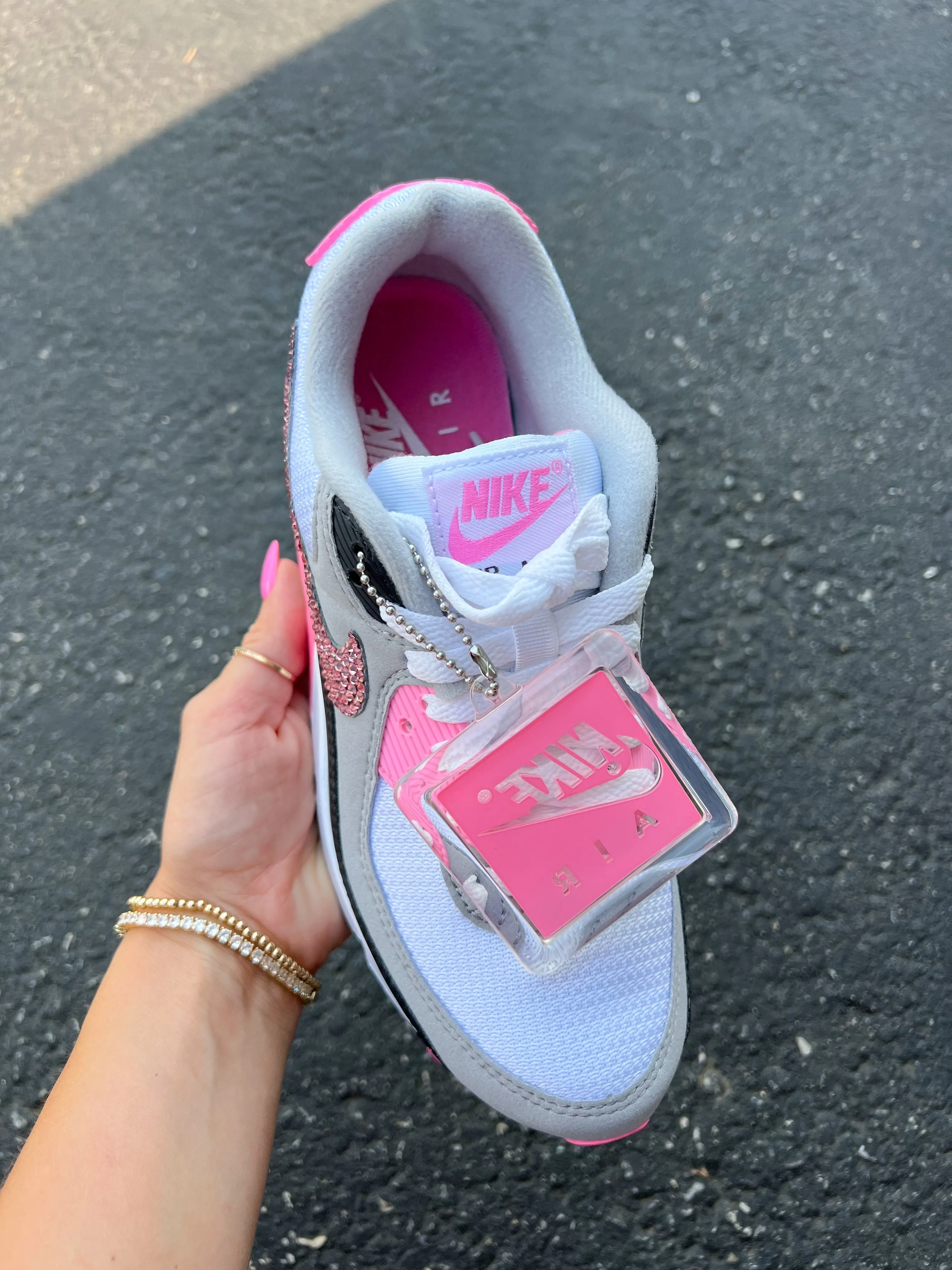 SIZE 7.5 Bubblegum Pink Swarovski Womens Nike Air Max 90