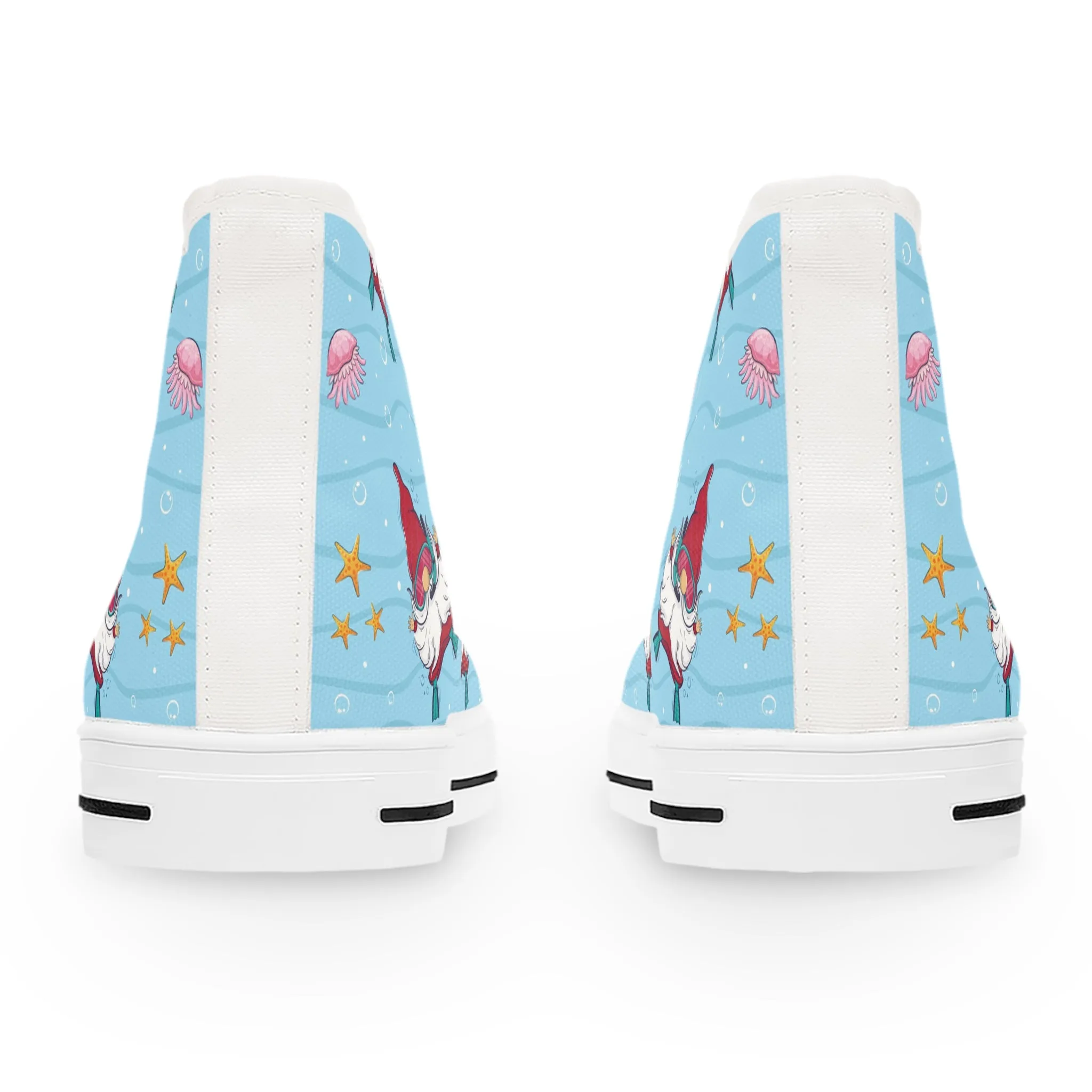 Snorkeling Gnome Underwater Women's High Top Sneakers