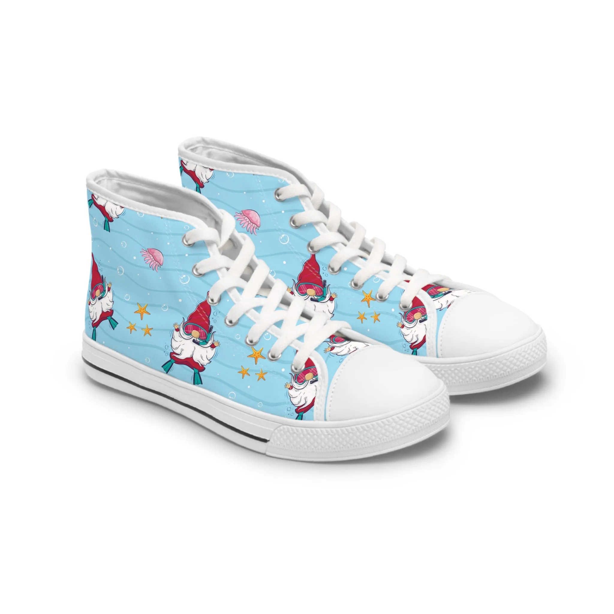 Snorkeling Gnome Underwater Women's High Top Sneakers