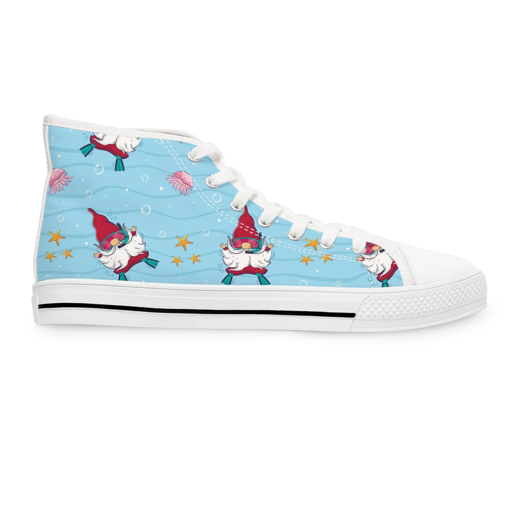 Snorkeling Gnome Underwater Women's High Top Sneakers