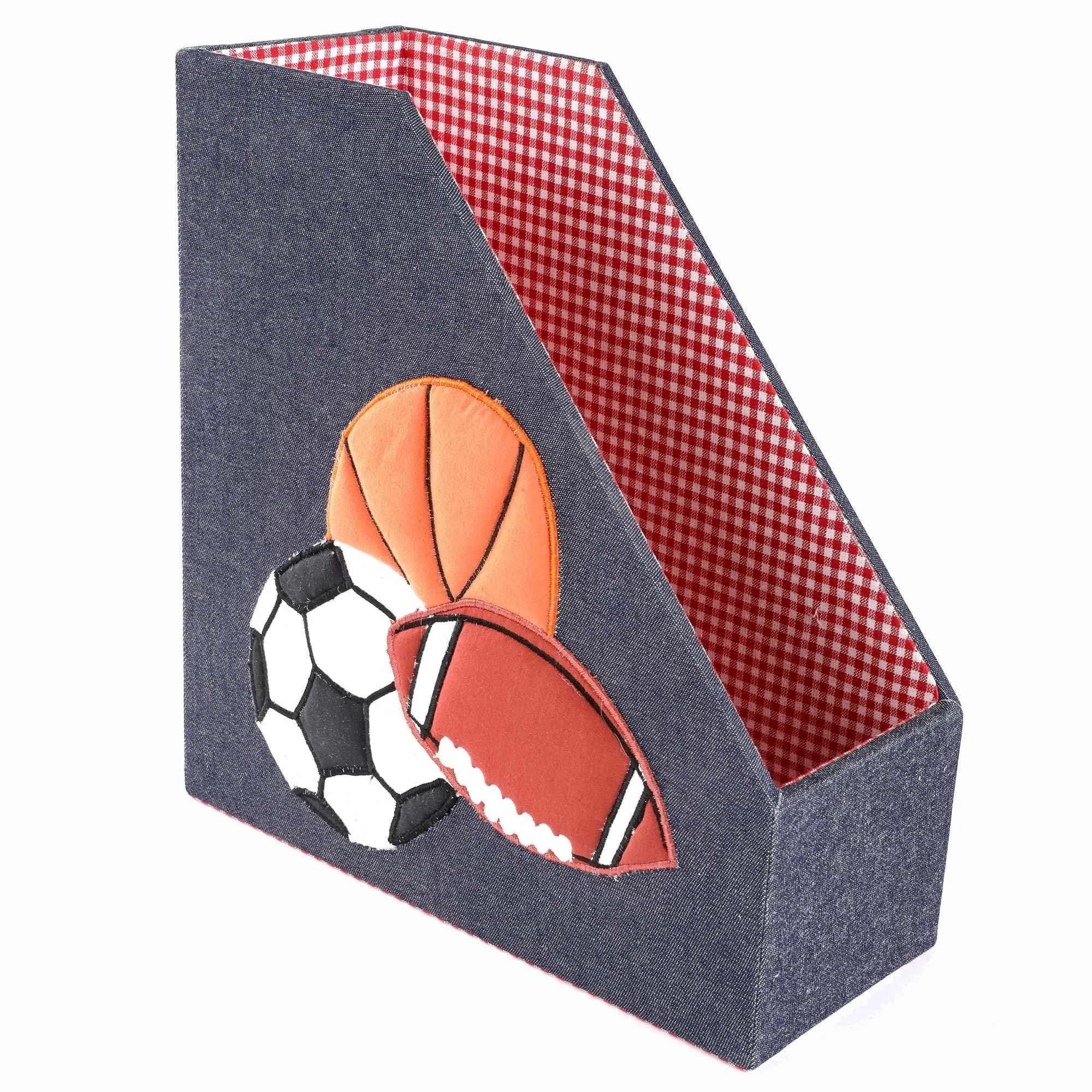 Sports Balls Set of 2 Book / Magazine Holder With Stationary Tray