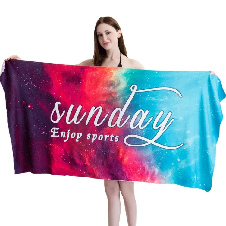 Sports Fitness Swimming Bath Towel Printed Double-Sided Velvet Absorbent Quick-Drying Beach Towel, Size: 155x80cm (Soft Vientiane)