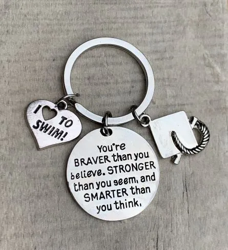 Sports Graduation Keychain - Braver Thank You Believe- Pick Activity