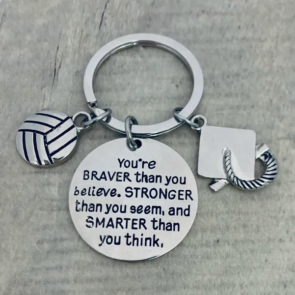 Sports Graduation Keychain - Braver Thank You Believe- Pick Activity