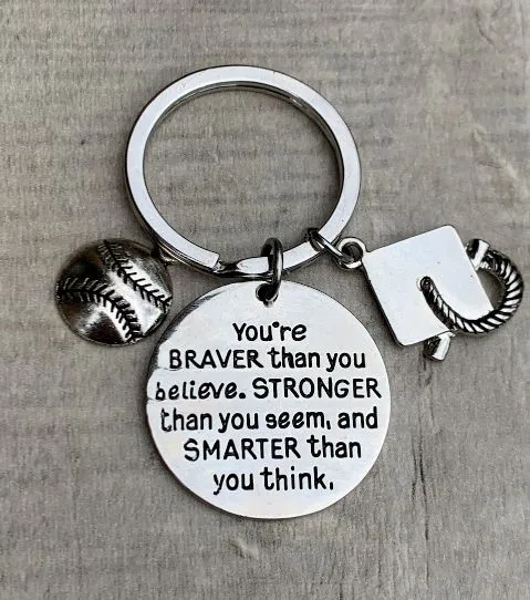 Sports Graduation Keychain - Braver Thank You Believe- Pick Activity