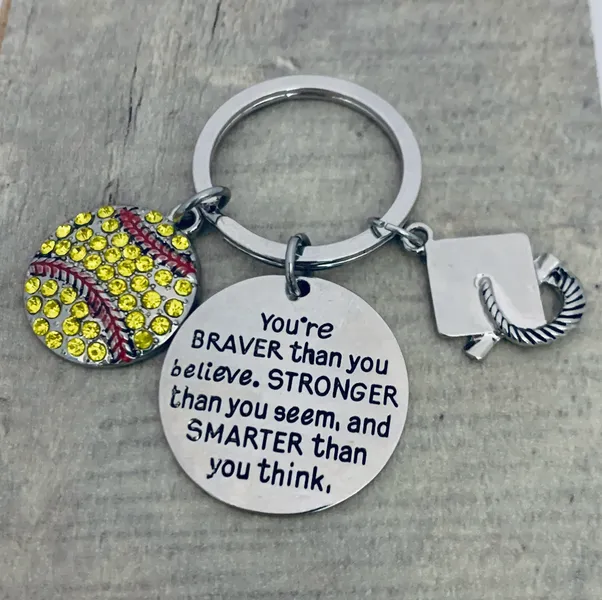 Sports Graduation Keychain - Braver Thank You Believe- Pick Activity