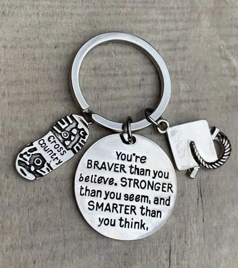 Sports Graduation Keychain - Braver Thank You Believe- Pick Activity