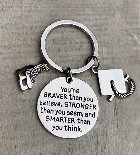 Sports Graduation Keychain - Braver Thank You Believe- Pick Activity