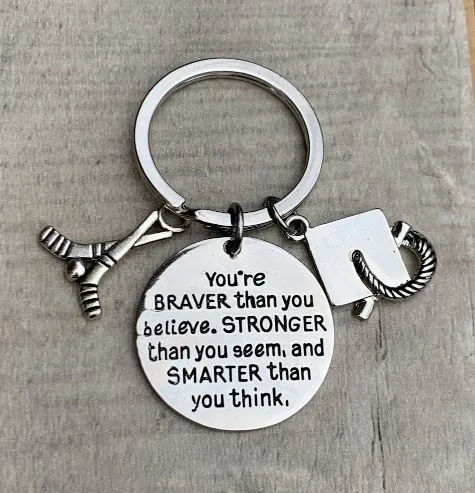 Sports Graduation Keychain - Braver Thank You Believe- Pick Activity