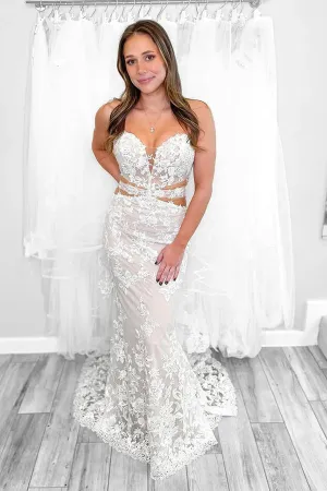 Strapless Elegant Mermaid Wedding Dress With Lace Appliques WD756