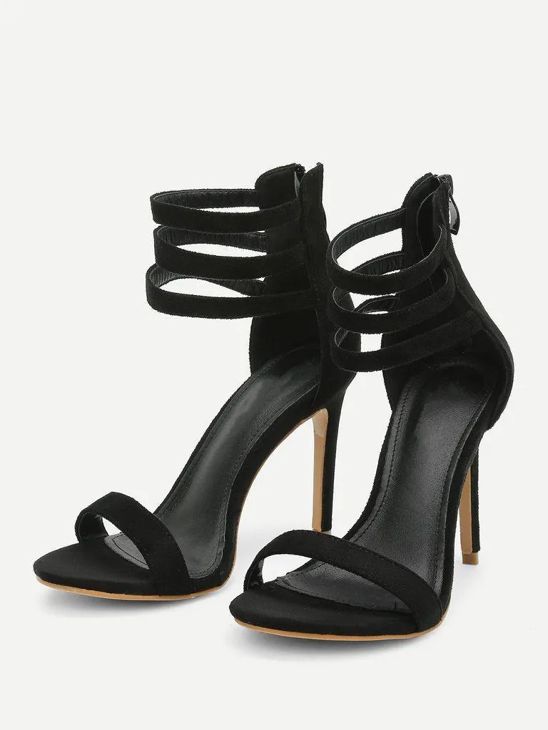 Strappy Design Suede High Heels