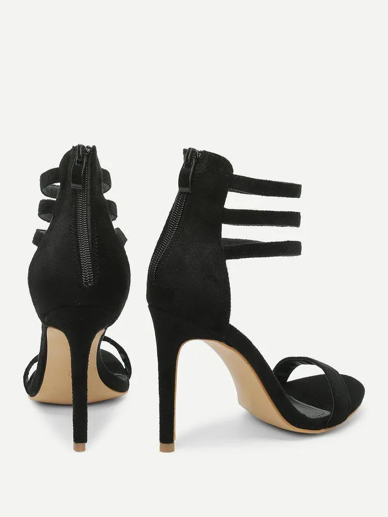 Strappy Design Suede High Heels