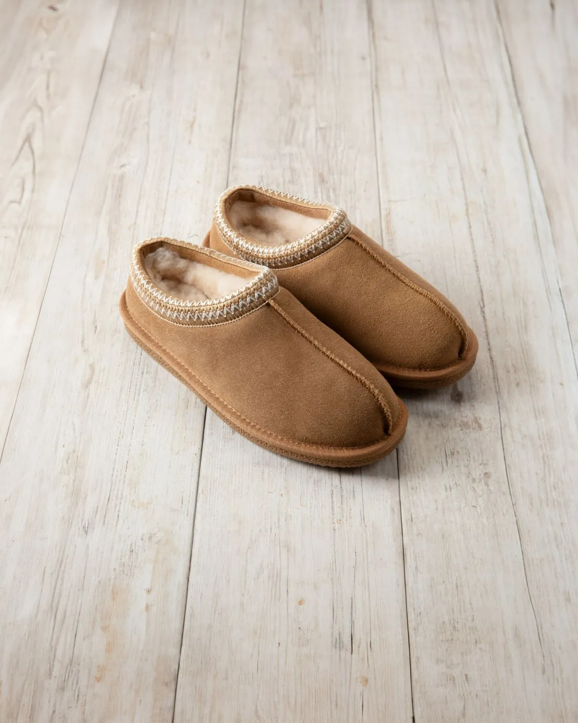 Suede Sheepskin Short Boot Slippers - Tan