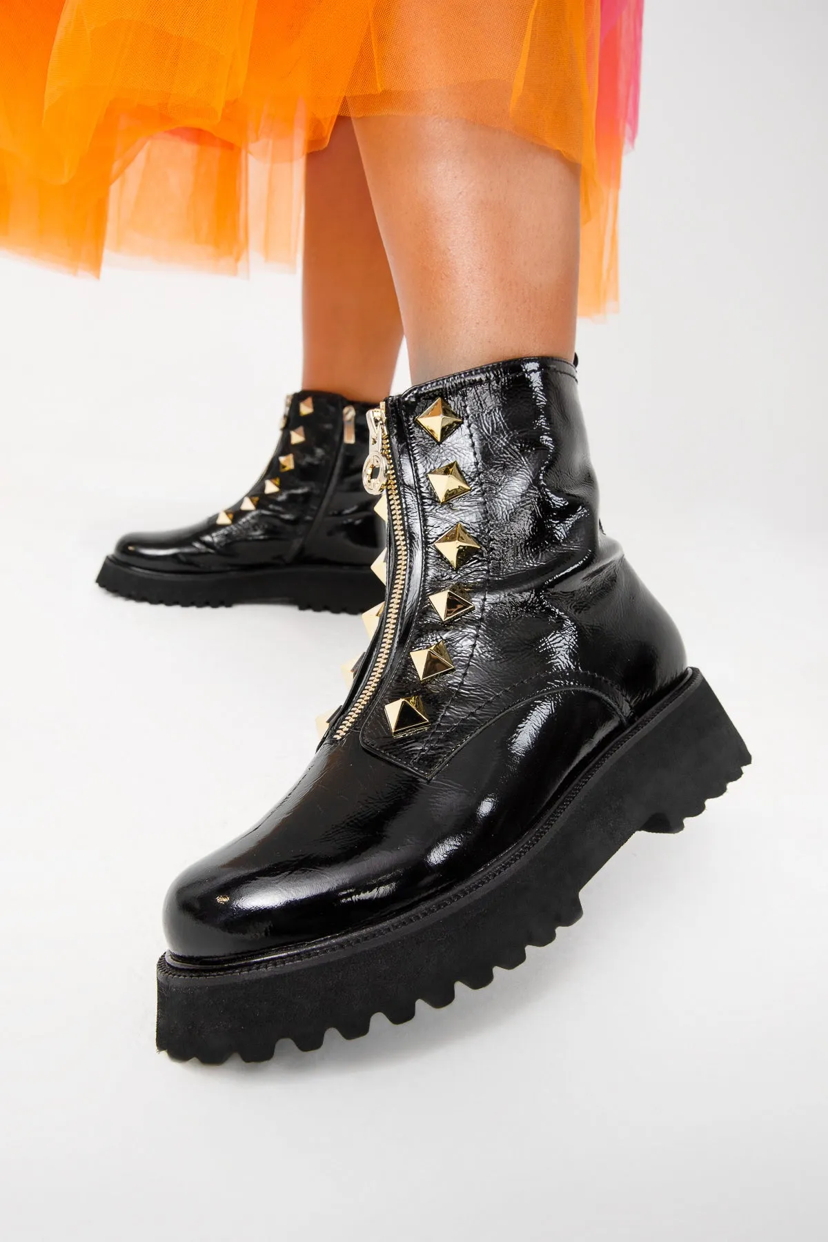 The Ottawa Black Patent Leather Ankle Women Boot