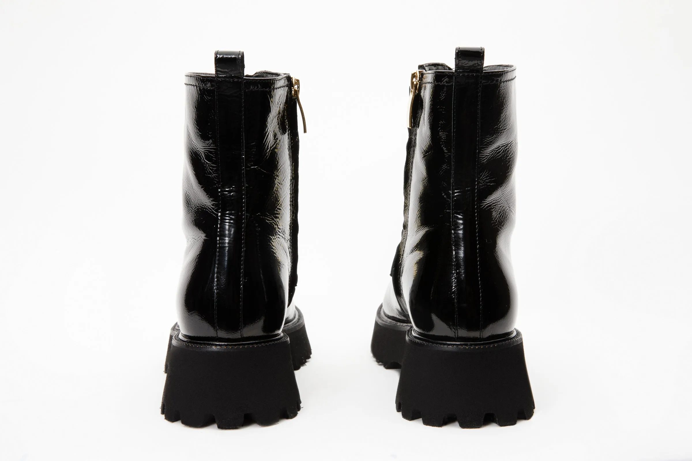 The Ottawa Black Patent Leather Ankle Women Boot