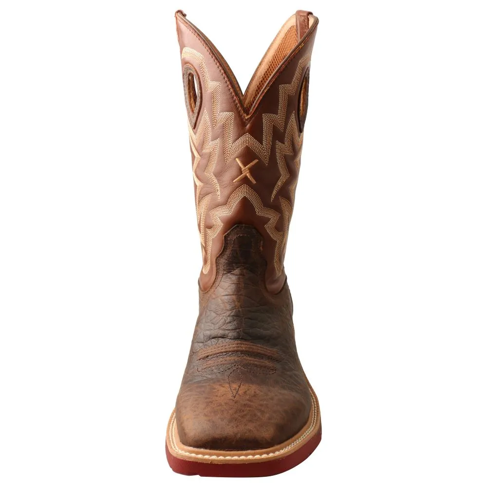 'Twisted X' Men's 12" Cellstretch WP Western Square Toe - Smokey Chocolate / Spice