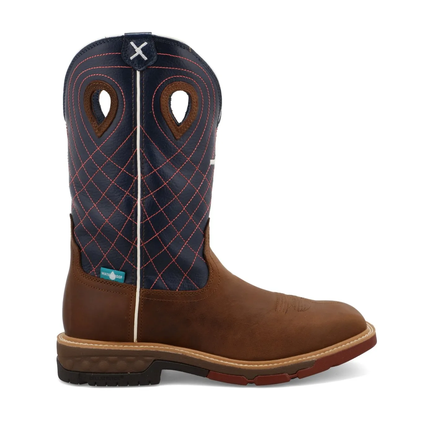 Twisted X Men's Western Work Boot with Alloy Toe, Navy/Mocha