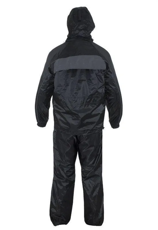 Two-Piece Black Rain Suit With Zippered Side Seams, RS21-HOODIE-DL