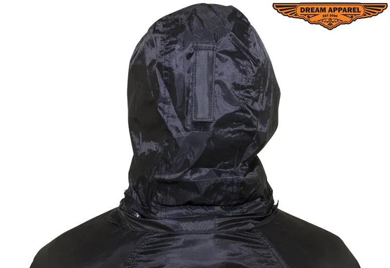 Two-Piece Black Rain Suit With Zippered Side Seams