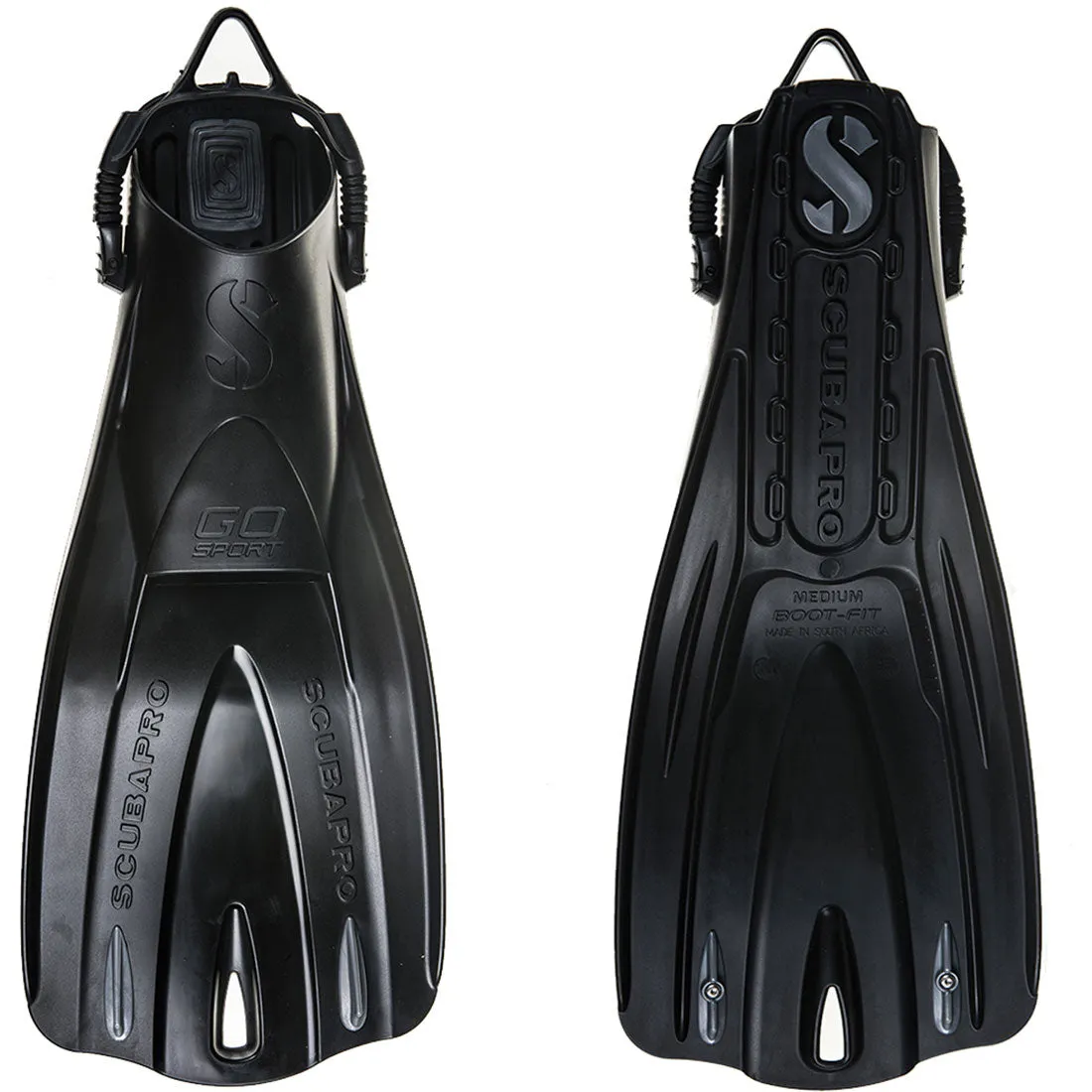 Used ScubaPro GO Sport Dive Fins, Black, Size: X-Small