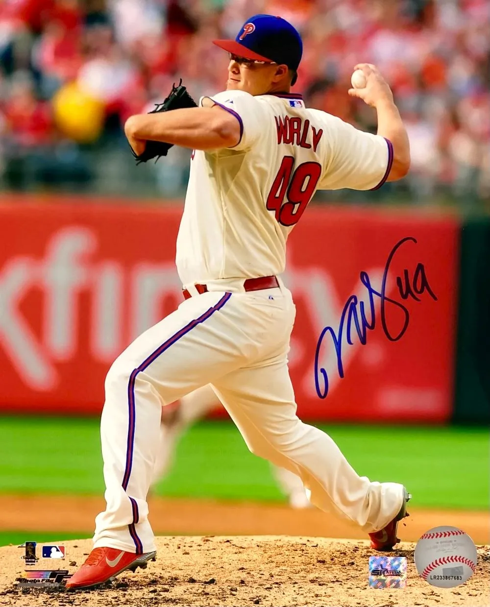 Vance Worley Signed 8x10 Philadelphia Phillies Cream Jersey Photo SI