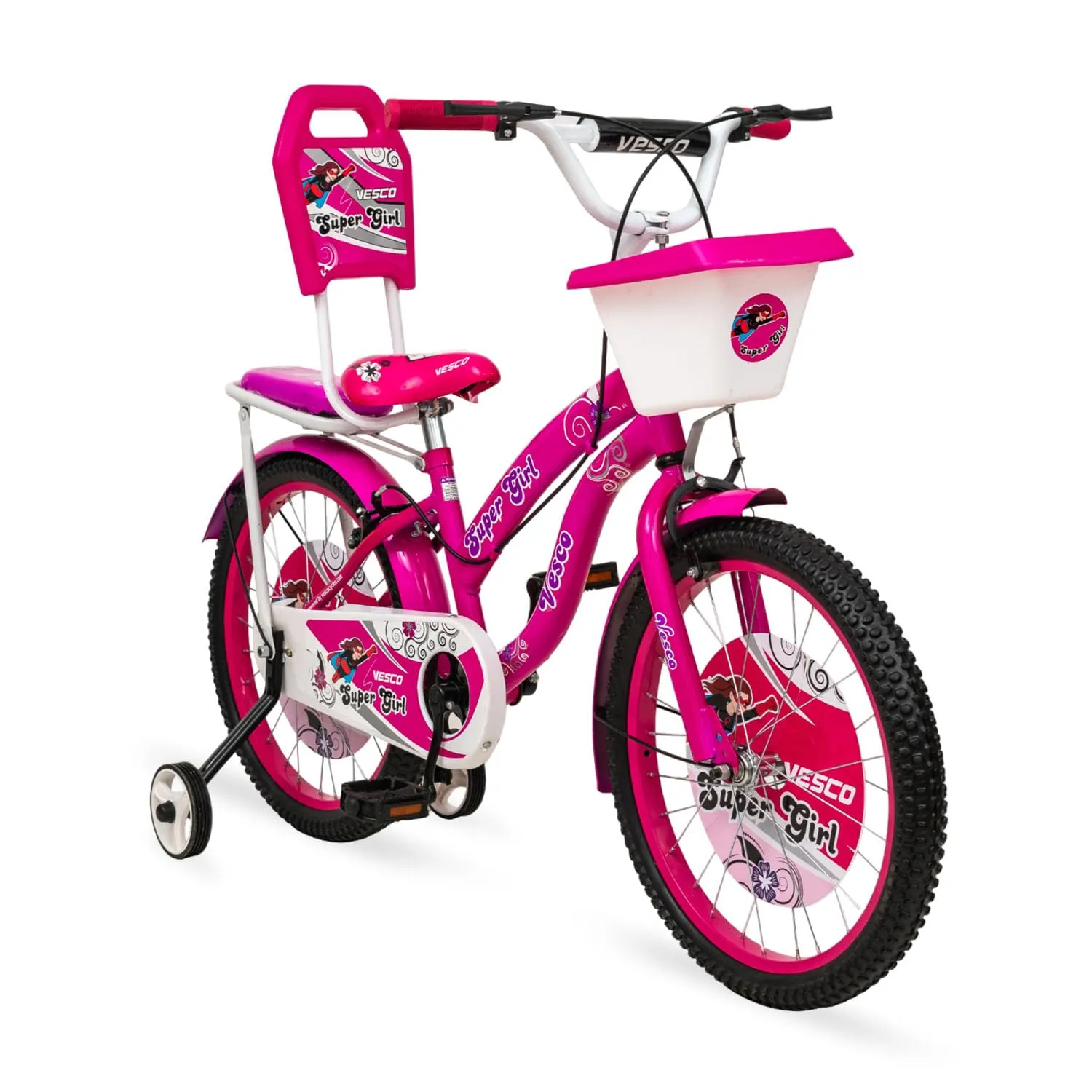 VESCO Super Girl Cycle 20-T Kid's Bikes | Balance Wheel Bicycle Kid Girls | 20" inches | Ideal for 6-9 Years (Pink)