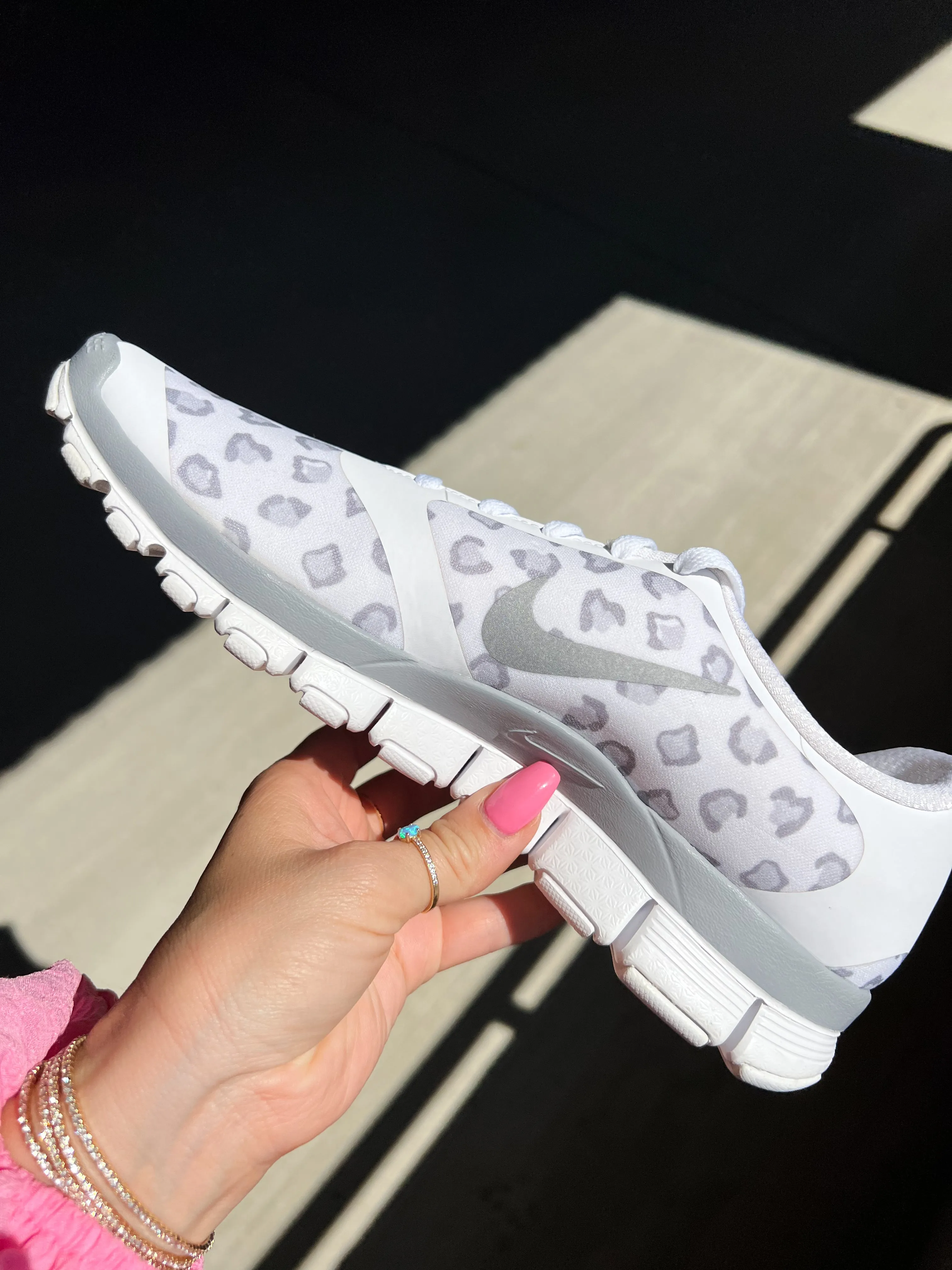 White Leopard Swarovski Womens Nike Shoes