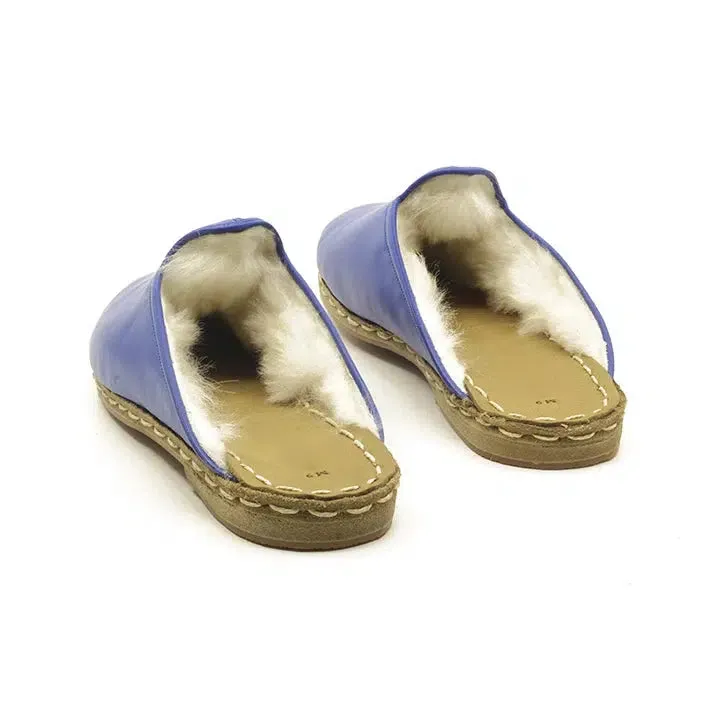 Winter Sheepskin Slippers Blue Women's