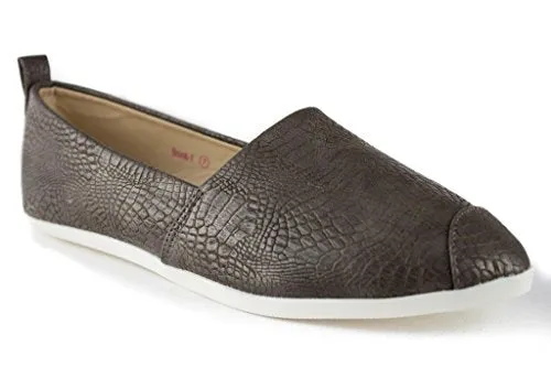 Women's Brook-1 Snake Print Textured Slip On Smoking Flats Shoes