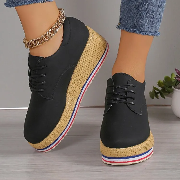 Women's Lace-up Wedge Braided Shoes